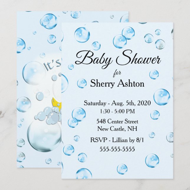 Es ist eine Boy Bubble Baby Shower Einladung (Vorne/Hinten)