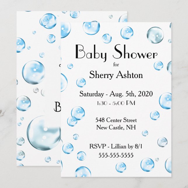 Es ist eine Boy Bubble Baby Shower Einladung (Vorne/Hinten)