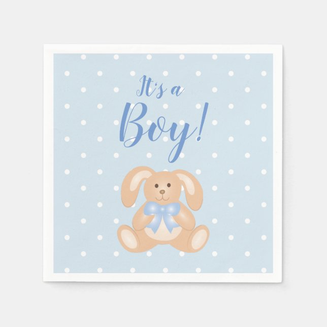 Es ist eine Boy Bunny Rabbit Pastel Blue Baby Dusc Serviette (Vorderseite)
