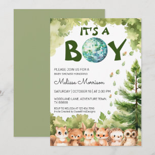 Es ist eine Boy Forest Disco Ball Baby Boy Dusche Einladung