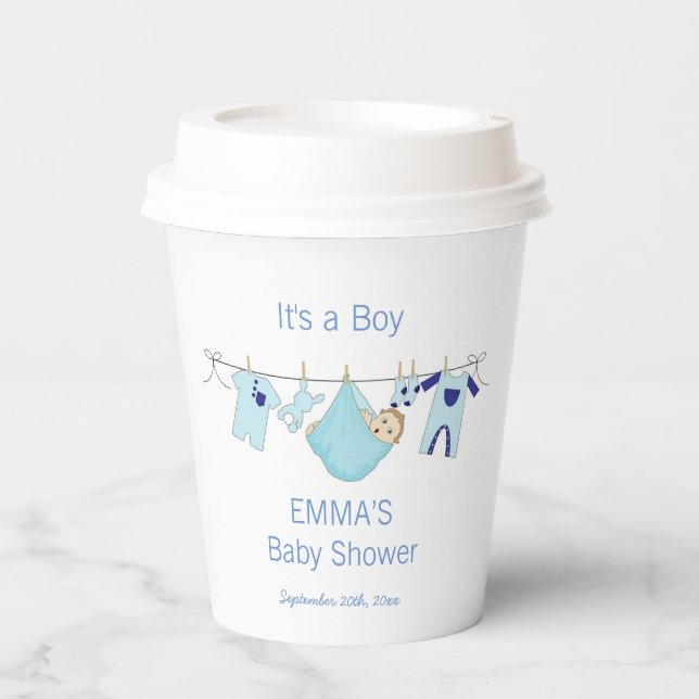 Es ist eine Boy Niedlich Blue Illustrations Baby D Pappbecher (Vorderseite)