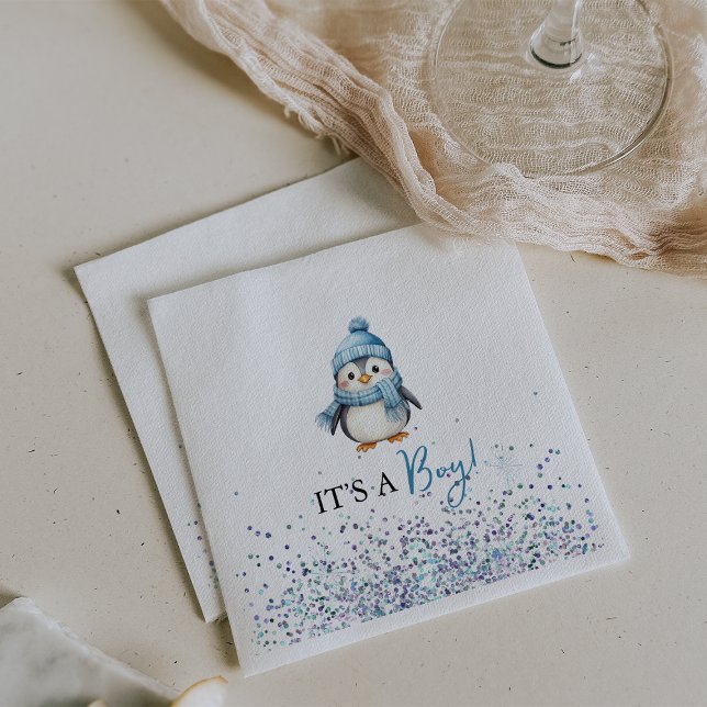 Es ist eine Boy Pinguin Winter Baby Dusche Serviette (It's a Boy Penguin Winter Baby Shower Napkins)