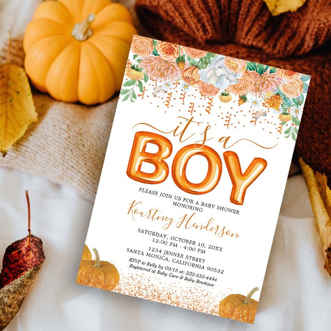 Es ist eine Boy Pumpkin Fall Baby Dusche Einladung (Von Creator hochgeladen)