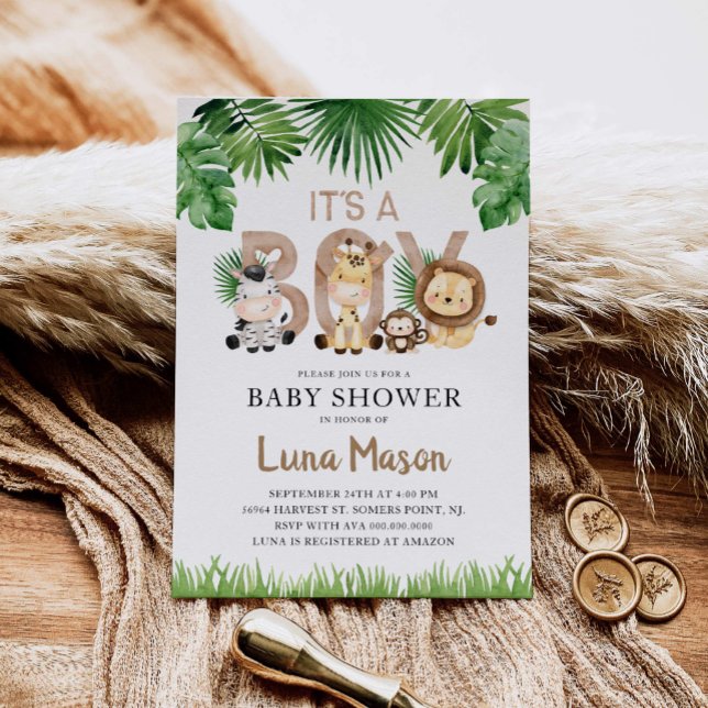 Es ist eine Boy Safari Baby Shower Einladung (Von Creator hochgeladen)
