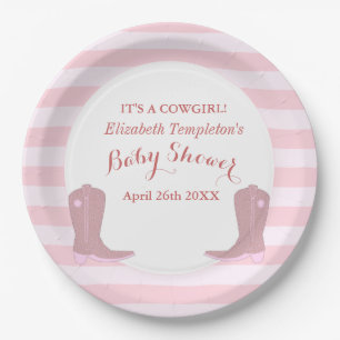 Es ist eine Cowgirl-Land-Baby-Duschen-Teller Pappteller