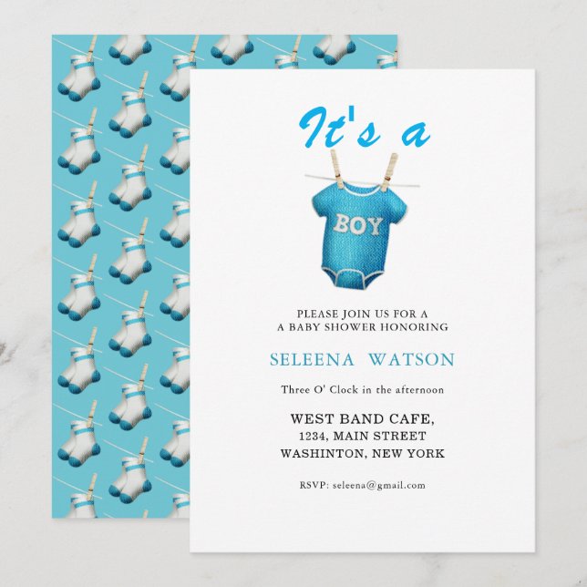 Es ist eine Einladung für Baby Boy Shower (Vorne/Hinten)