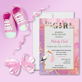 Es ist eine Einladung für die Girl Floral Stork Ba