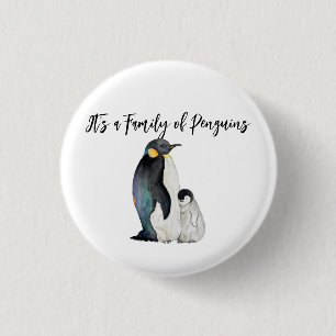 Es ist eine Familie von Pinguinen Aquarell zeichne Button