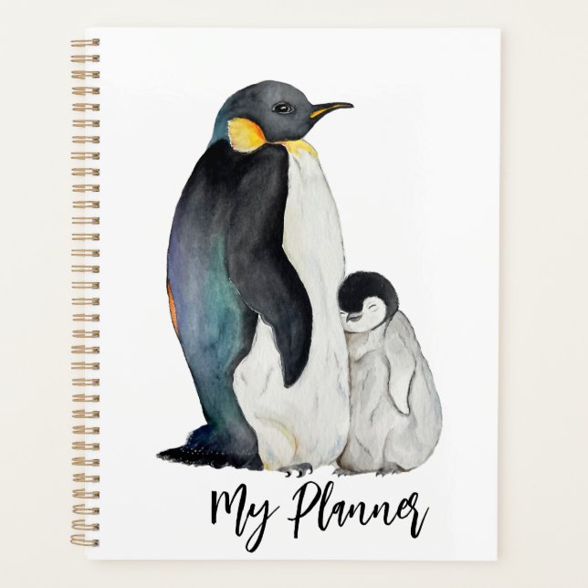 Es ist eine Familie von Pinguinen Aquarell zeichne Planer (Vorderseite)