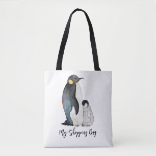 Es ist eine Familie von Pinguinen Aquarellzeichnun Tasche