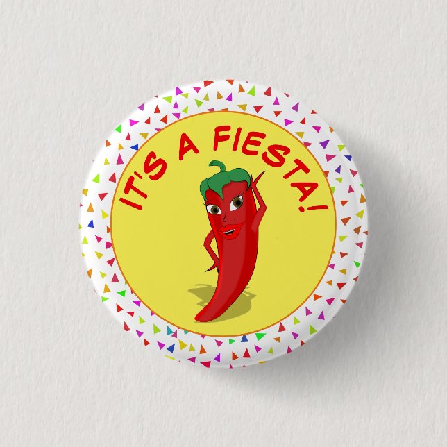 Es ist eine Fiesta mit Confetti-Muster Button (Vorderseite)