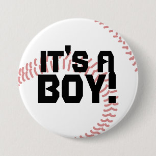 Es ist eine Geburtsankündigung von Boy Baseball Button