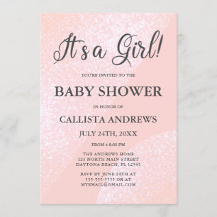 Es ist eine geometrische Babydusche aus Girl-Pink- Einladung