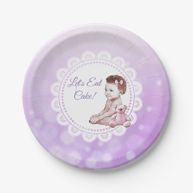 Es ist eine Girl African American Baby Shower Pappteller (Vorderseite)