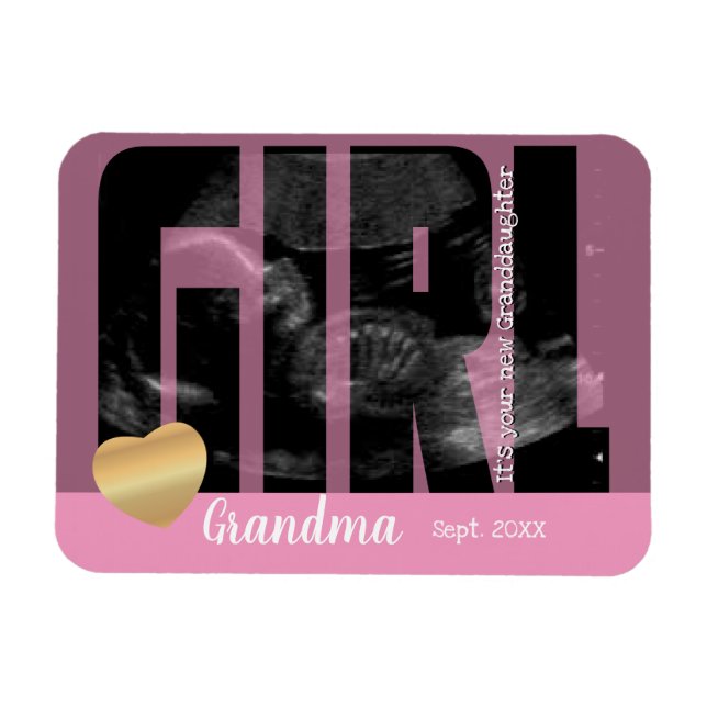 Es ist eine Girl-Ankündigung - Sonogramm mit DIY T Magnet (Horizontal)