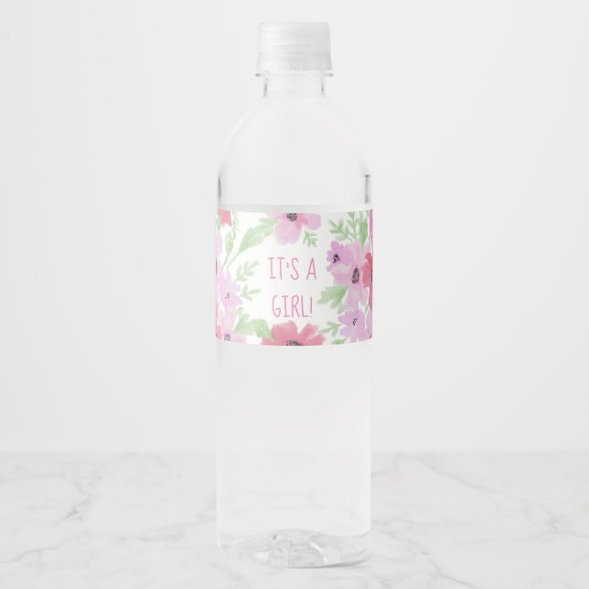 Es ist eine Girl-Baby-Dusche, Aquarell-Blumenspül (Vorderseite)