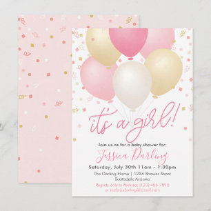 Es ist eine Girl Baby Dusche Pink Balloons und Con Einladung