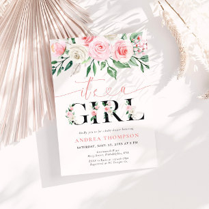 Es ist eine Girl Blush Pink Floral Baby Dusche Einladung