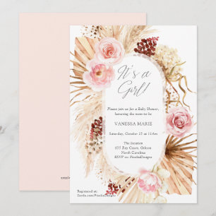 Es ist eine Girl Boho Floral Pampas Grass Baby Dus Einladung
