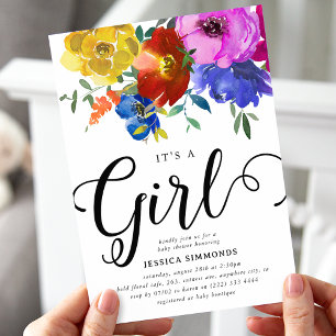 Es ist eine Girl Bright & Bold Florals Baby Dusche Einladung