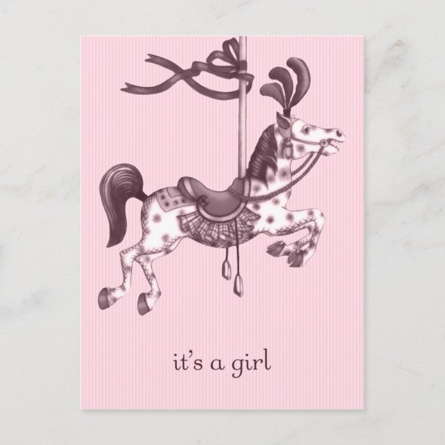 Es ist eine Girl Carousel Pferd Postkarte (Vorderseite)