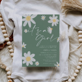 Es ist eine Girl Daisy Sage Green Baby Dusche Einl Einladung
