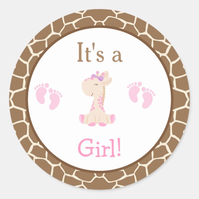Es ist eine Girl-Giraffe-Kinderdusche Runder Aufkleber (Vorderseite)