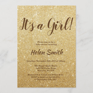 Es ist eine Girl-Gold-Glitzer-Kinderdusche Einladung