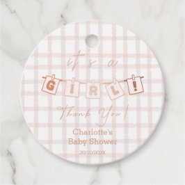 Es ist eine Girl Niedlich Brown Gingham Notedry Ba Geschenkanhänger