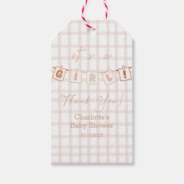 Es ist eine Girl Niedlich Brown Gingham Notedry Ba Geschenkanhänger