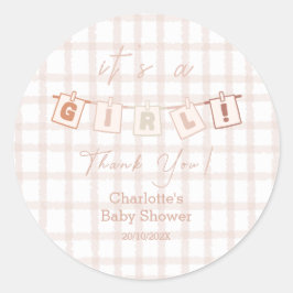 Es ist eine Girl Niedlich Brown Gingham Notedry Ba Runder Aufkleber