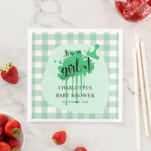 Es ist eine Girl Niedlich Pastel Green Gingham Bab Serviette
