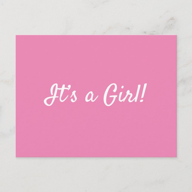 Es ist eine, Girl Niedlich Pink Baby Announcement  Ankündigungspostkarte (Vorderseite)