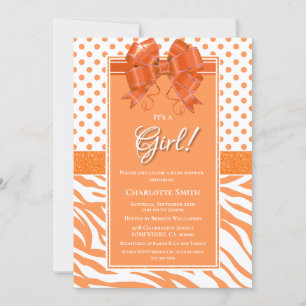 Es ist eine Girl Orange und White Baby Dusche Einladung