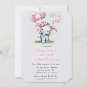 Es ist eine Girl Paint Elephant Floral Girl Baby D Einladung