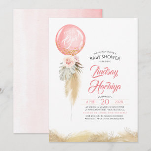 Es ist eine Girl Pampas Grass Pink Balloon Baby Du Einladung