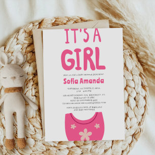 Es ist eine Girl Pink Baby Bib Babydusche Einladung