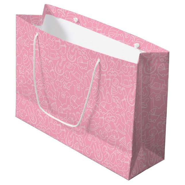 Es ist eine Girl Pink Baby Dusche Große Geschenktüte (Vorderseite Schrägansicht)