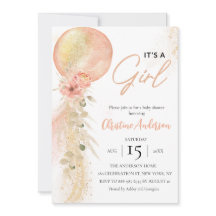 Es ist eine Girl Pink Balloon Eukalyptus Babydusch