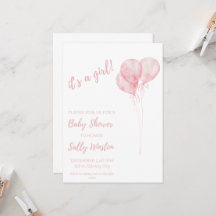 Es ist eine Girl Pink Balloons Baby Dusche Einladu