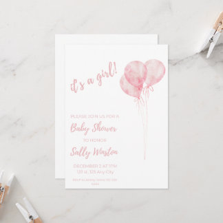 Es ist eine Girl Pink Balloons Baby Dusche Einladu Einladung
