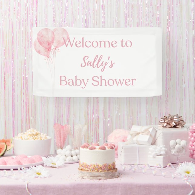 Es ist eine Girl Pink Balloons Baby Dusche Willkom Banner (Party)