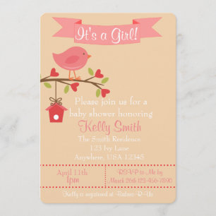Es ist eine Girl Pink Bird Baby Shower Einladung