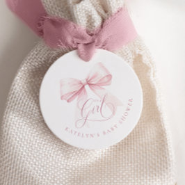 Es ist eine Girl Pink Bow Baby Dusche Geschenkanhänger