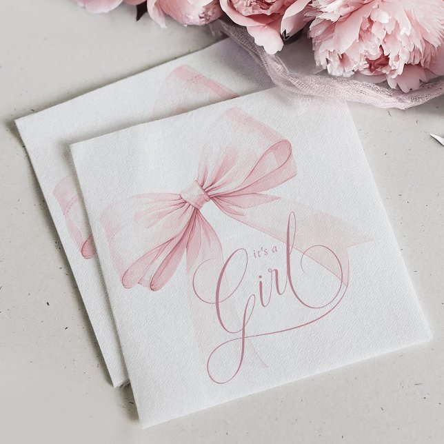 Es ist eine Girl Pink Bow Baby Dusche Serviette (Von Creator hochgeladen)