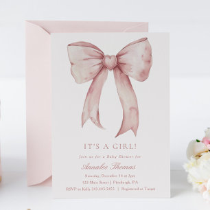 Es ist eine Girl Pink Bow Girl Baby Dusche Einladung