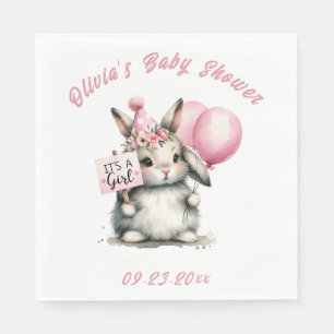 Es ist eine Girl Pink Bunny Rabbit Baby Dusche Serviette