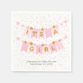 Es ist eine Girl Pink Bunting Flags Baby Dusche Serviette