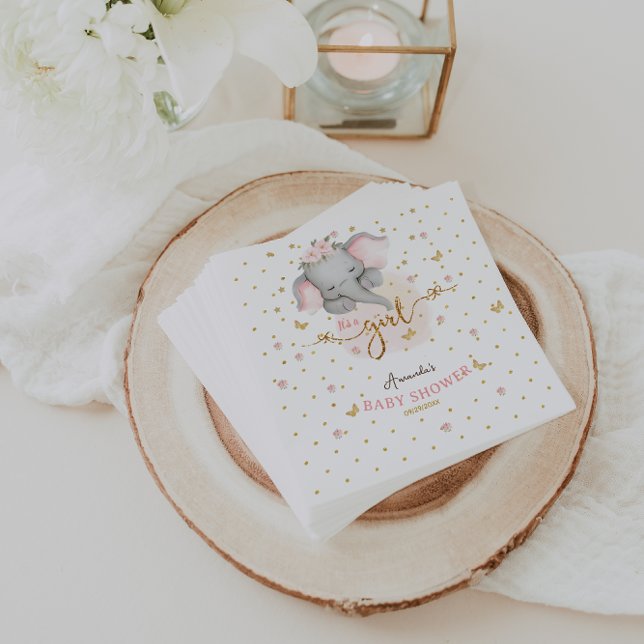 Es ist eine Girl Pink Elephant Baby Dusche Serviette (Von Creator hochgeladen)