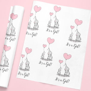 Es ist eine Girl Pink Elephant Mother Babydusche Geschenkpapier